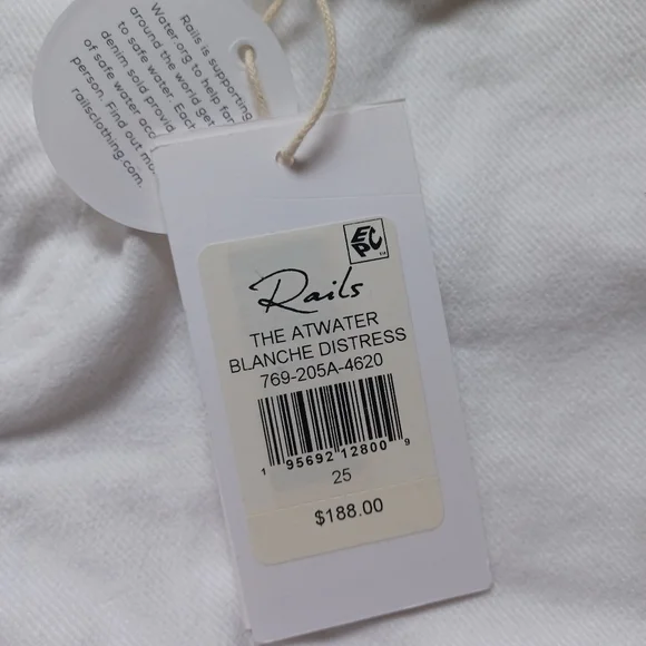 Rails Atwater Slouchy Straight Jeans White Blanche 25W NWT High Rise Boho - Picture 12 of 15